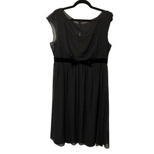 St John Caviar Santana Knit Silk Dress Sz 14 / L Black Formal Prom Quiet Lux USA